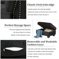 thumbnail image 6 of Reversible Sectional Sofa with Chaise Lounge, Modern L-shaped Linen Sofa with Storage Ottoman and Cup Holder, Rivet Trim Upholstered Living Room Sofa with Removable Back Cushion, Black, 6 of 7