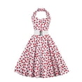 thumbnail image 1 of Vestidos Para Mujer Vestidos Casuales Sin Mangas Cuello Redondo Retro Estampado de Lunares Cinturón de Cintura Alta Cuello Halter Vestido Sin Espalda Odeerbi ODB149645, 1 of 8