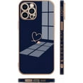 thumbnail image 4 of Compatible with iPhone 12 Pro Max Case Heart Cute Pattern Plating Electroplate Luxury Elegant Case Camera Protector Soft TPU Shockproof Protective Back Cover iPhone 12 Pro Max Case -Blue, 4 of 11