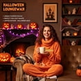 thumbnail image 3 of Halloween Pumpkin Onesie for Adult, Halloween Decoration Oversized Hooded Pumpkin Pajamas Coral Fleece Soft Warm Loungewear, 3 of 7