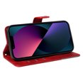 thumbnail image 3 of Designed for iPhone 14 Case Wallet, Men Women Flip Folio Cover with PU Leather Stand Credit Card Holders Slots Wrist Strap Magnetic Clasp Phone Case for iPhone 14, Red, 3 of 11