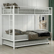 Favorland Metal Twin over Twin Bunk Bed with Trundle, White