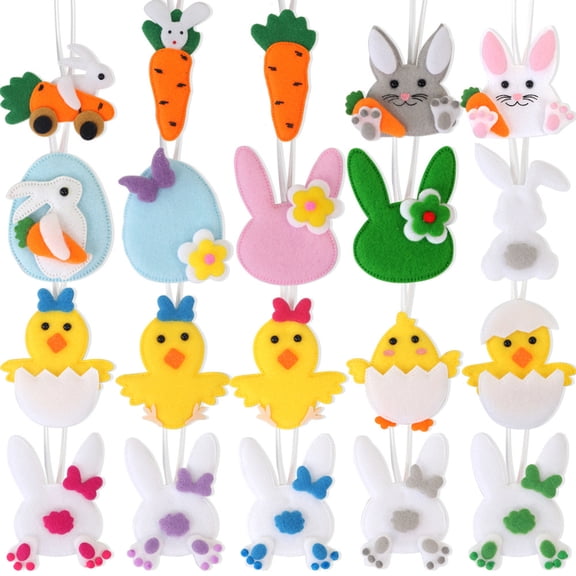 Hogloyecr 2026 Easter Ornaments for Tree Felt Bunny Eggs Hanging Decorations Craft Fabric Sewing Kit Party Favors for Easter Activities DIY Making Gifts Adults Crafts P