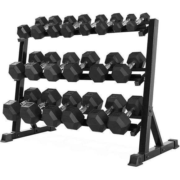 MAGMA Rubber Hex Premium Dumbbell Sets with Storage Racks