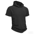 thumbnail image 3 of Men's Short Sleeve Hoodie Workout Gym Athletic Cotton Lightweight Breathable Hooded T Shirts Sweatshirt Black, 3 of 6