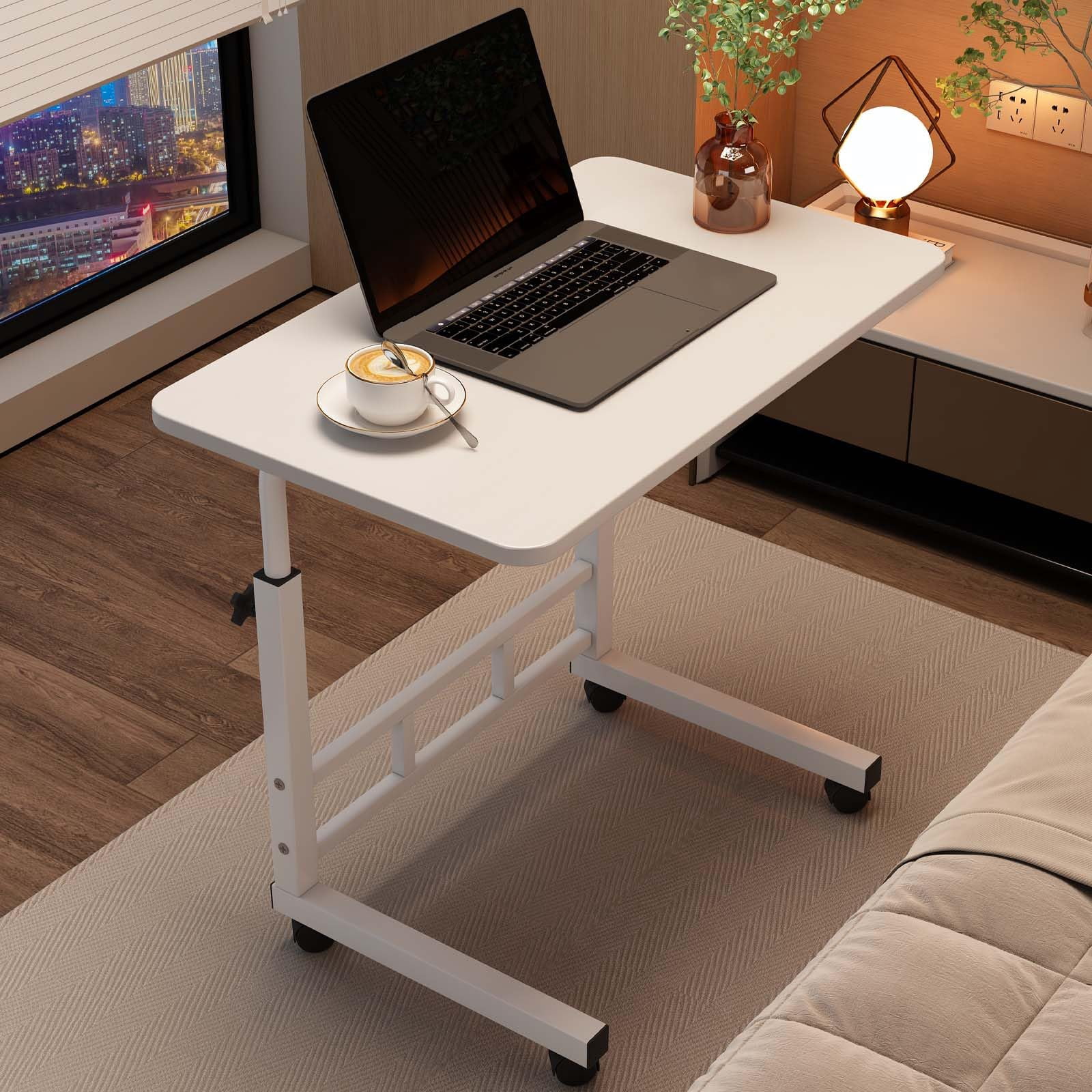 Garderth Standing Desk With Wheels,Stand up Desk Adjustable Height,Small Rolling Computer Desk,Portable Laptop Table For Home Office Study Bedroom