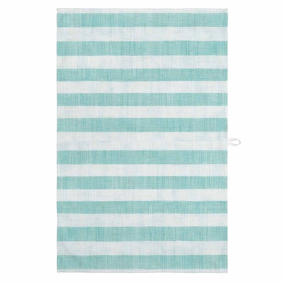 Aqua Striped 1 Pack Kitchen Towel, Water Absorbent Dish Towel, Rustic Farmhouse Stripes Decorative Hand Towels - Quick Drying Cloth for Cooking Baking, 18x28 Inch