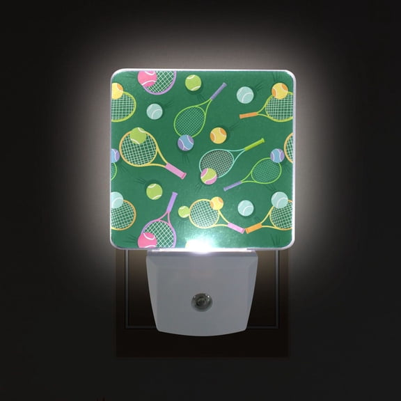 Yayeee LED Plug in Night Light for The Home with Auto Dusk to Dawn Light Sensors, 2 Pack, Green Tennis Pattern