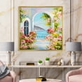 thumbnail image 2 of Pink Flowers With Traditional Greek House 30 in x 30 in Framed Painting Canvas Art Print, by Designart, 2 of 5