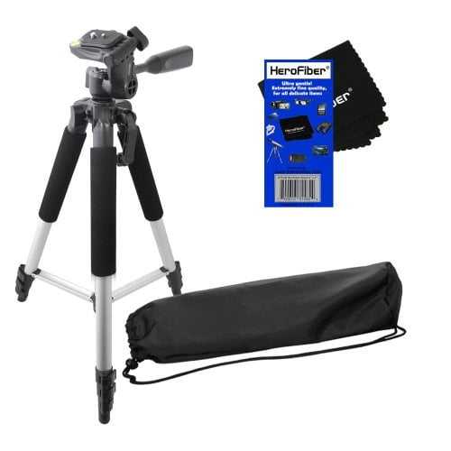 HeroFiber 50 Light Weight Aluminum Photo/Video Tripod & Carrying Case for Canon Vixia HF M31 HF M40 HF M500 Full HD Camcorders w Ultra Gentle Cleaning Cloth HF M50 HF M400 HF M300 