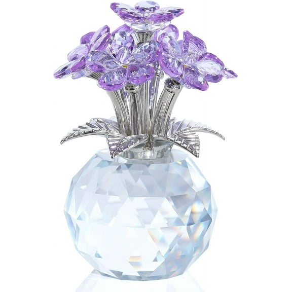 Ornalrist Purple Crystal Forget Me Not Flowers Gifts for Women, Mom, Meaningful Remembrance Gifts, Birthday Gifts for Friend Sister, Glass Forget-Me-Not Flowers Figurines Collectibles