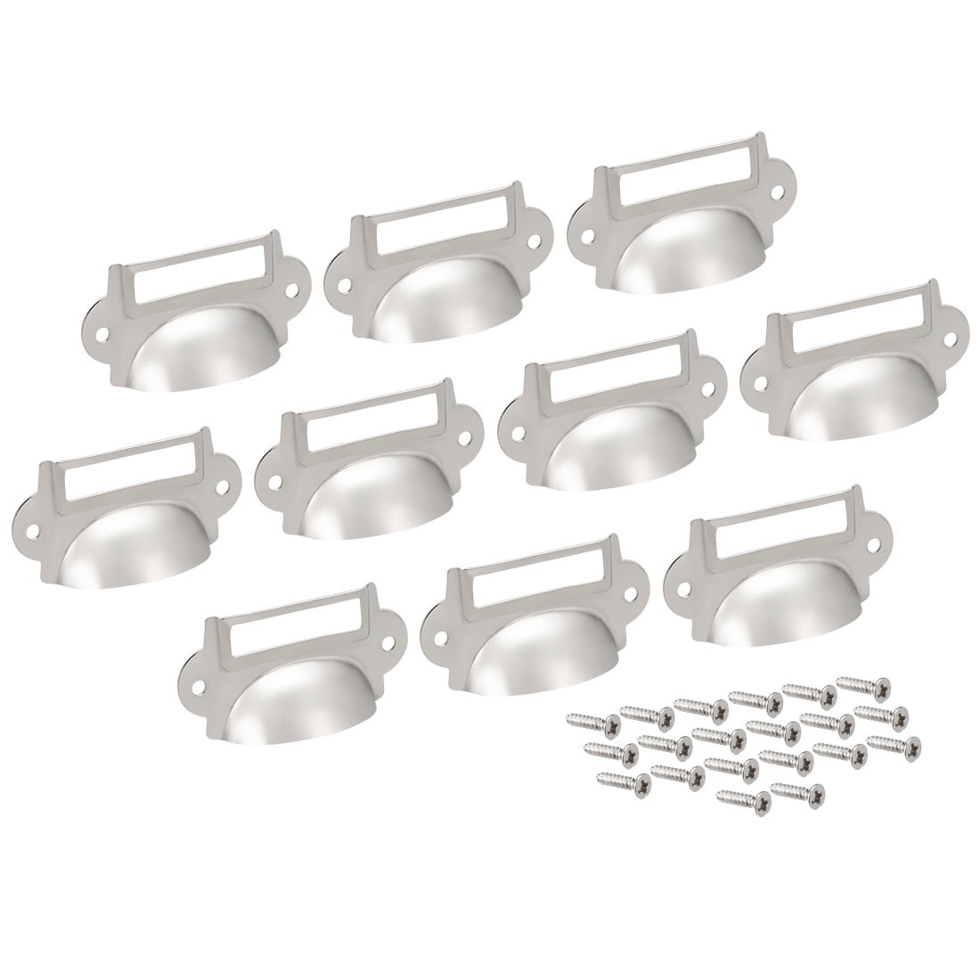 Cup Drawer Pull Kitchen Handles Silver Tone, 57mm Hole Centers