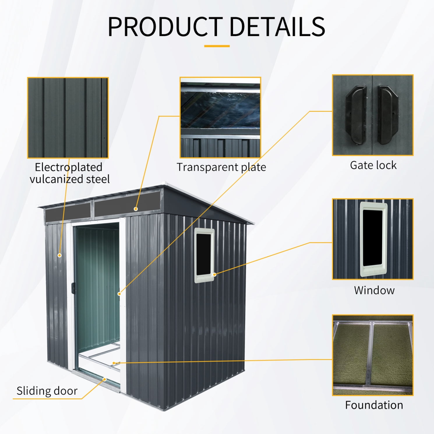 6ft x 5ft Outdoor Storage Shed with Sliding Doors and Padlock, Metal Tool Cabinet with Window and Metal foundation, Waterproof Tool Sheds for Backyard Garden Patio Lawn, Black