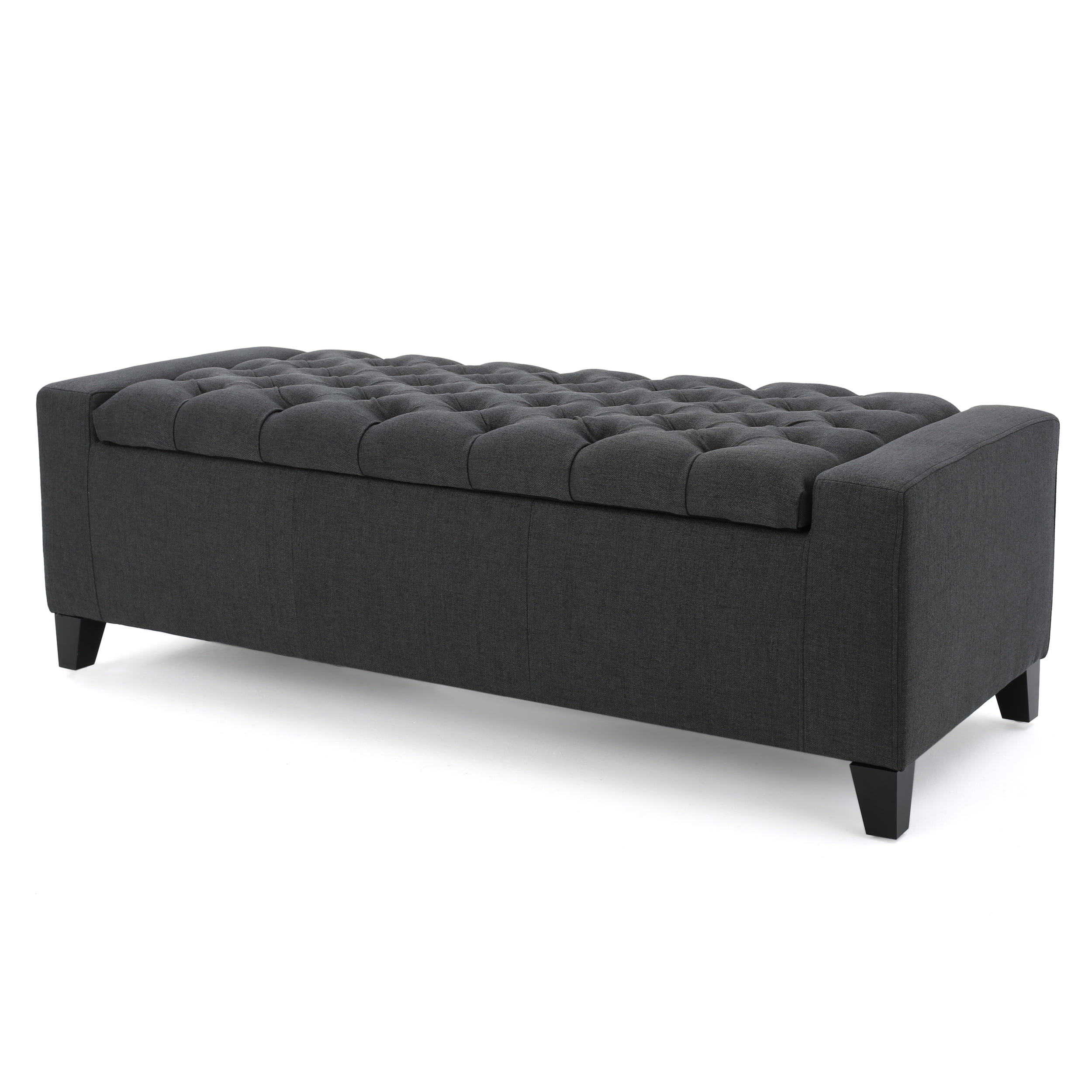 Seattle Fabric Storage Ottoman, Dark Grey