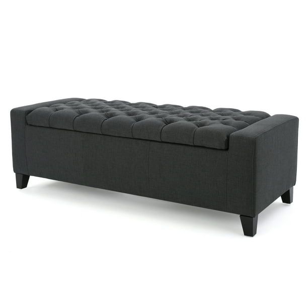 Seattle Fabric Storage Ottoman, Dark Grey