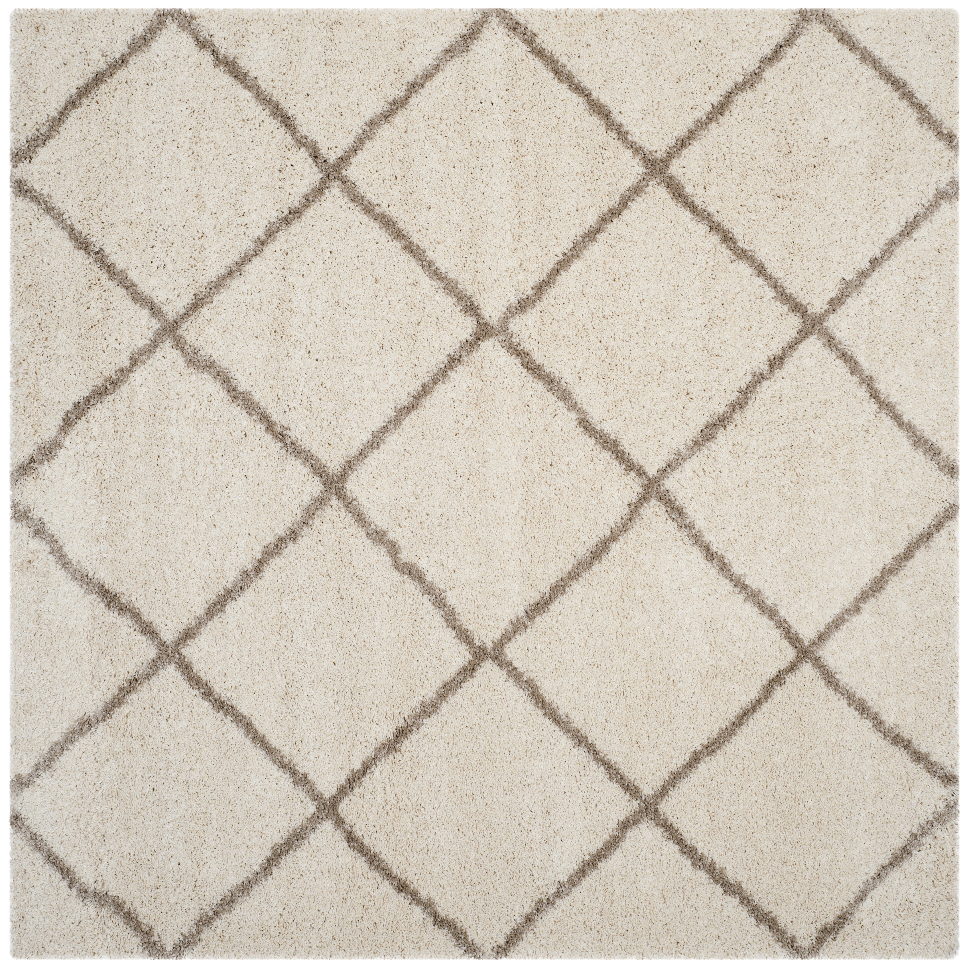 Safavieh Hudson Amias Geometric Shag Area Rug, Ivory/Beige, 4' x 4' Square