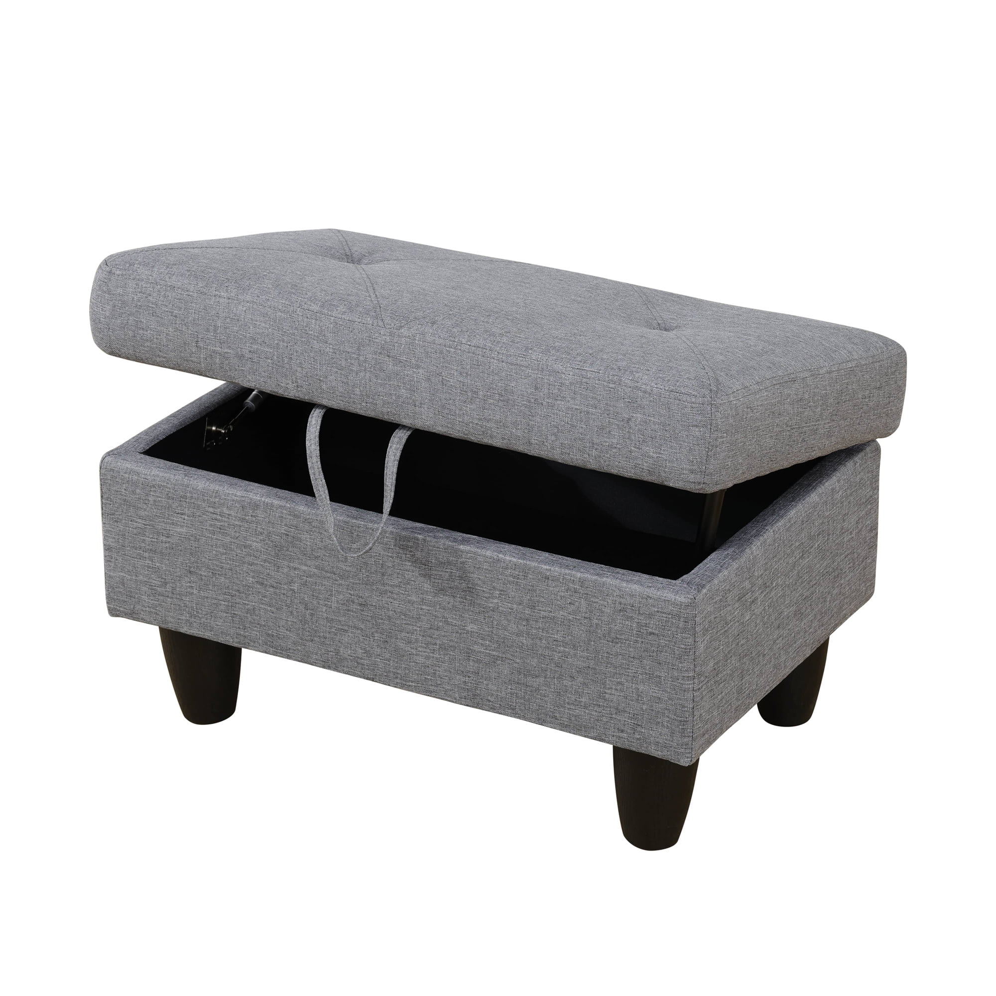 Aukfa 29" Storage Ottoman Bench for Sectional Sofa Set, Lift Top, Linen, Gray