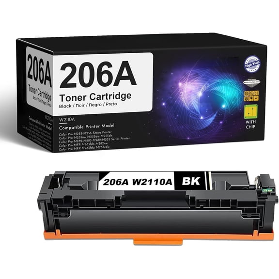 z 1PK 206A Black Toner Cartridge High Yield 206A|W2110A Compatible Toner Cartridge Replacement for HP M255-M256 M255nw M255dw M255dn M282-M283 M282-M285 Printer-1PK