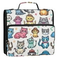 thumbnail image 4 of 3 Ring Zipper Binder with Shoulder Strap Waterproof Trapper Keeper 2 Inch D-Ring 500 Sheets Capacity Cartoon Cats with Hat, 4 of 7