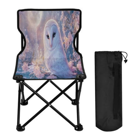 YAZAOO Camping Chairs Modern Owl in Moonlit Cherry Blossoms Pattern Folding chair