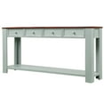 thumbnail image 3 of Buffet Cabinet Sideboard Console Table for Entryway, Kitchen Storage Cabinet with 4 Drawers, Bottom Shelf, Home Furniture Console Table, Upgrade Solid Wood Frame & Legs,64"x15"x 30", Light Blue, Q7153, 3 of 12