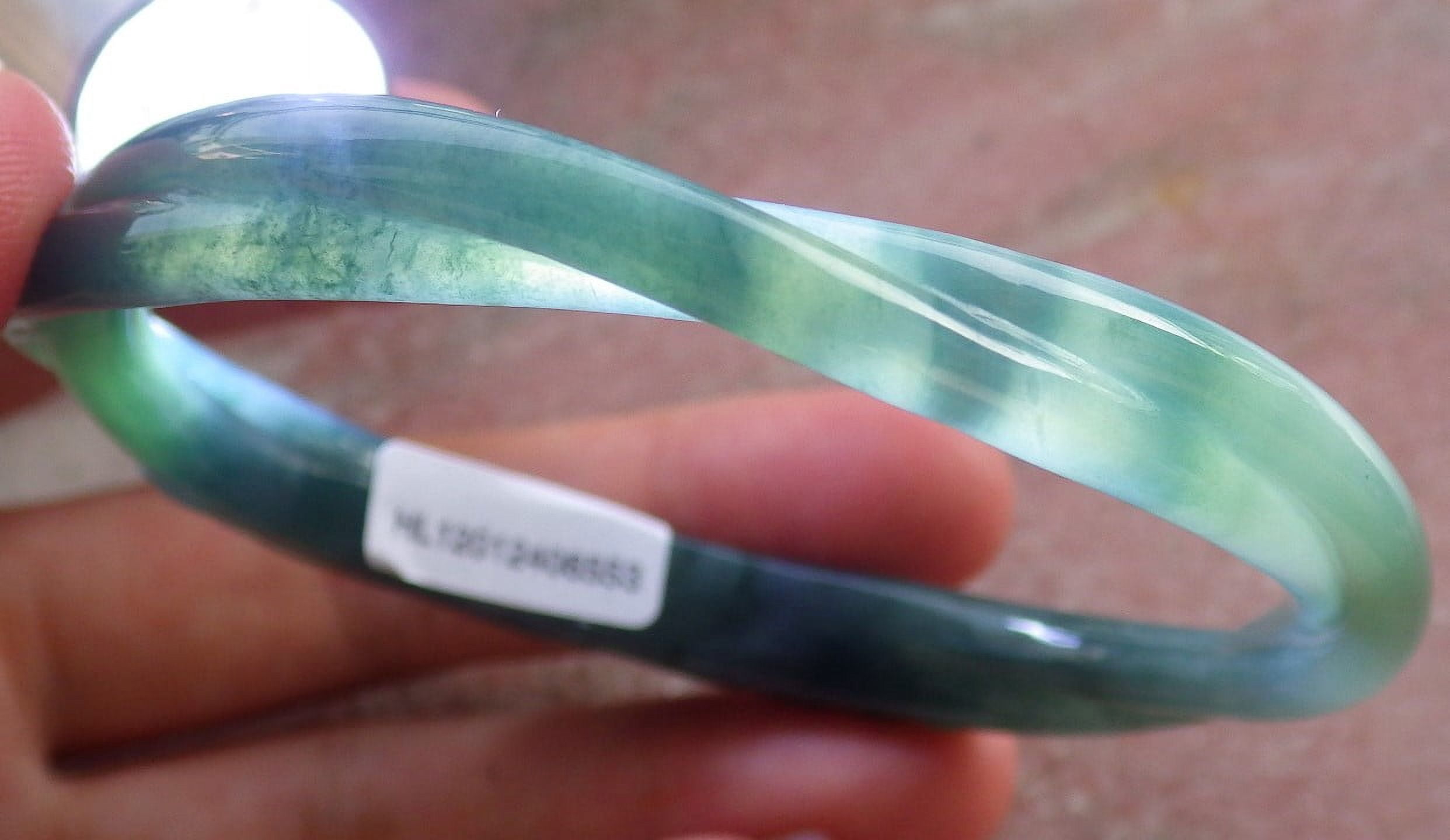 Icy Green Pale Lavender Natural A JADE Jadeite Flower Knotted Bangle Bracelet 59 mm 683647 TN