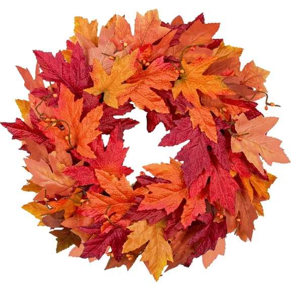 Guvpev 22" Fall Wreath for Front Door, Large Artificial Autumn Maple Leaf with Berries Decor for Indoor Outdoor, Thanksgiving Farmhouse Harvest Decorations, Fall Wreath Decor for Home, Mantel, Stairs
