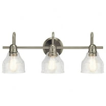 3 Light Vanity Light Approved for Damp Locations with Vintage Industrial Inspirations 9.25 inches Tall By 24 inches Wide-Brushed Nickel Finish Bailey