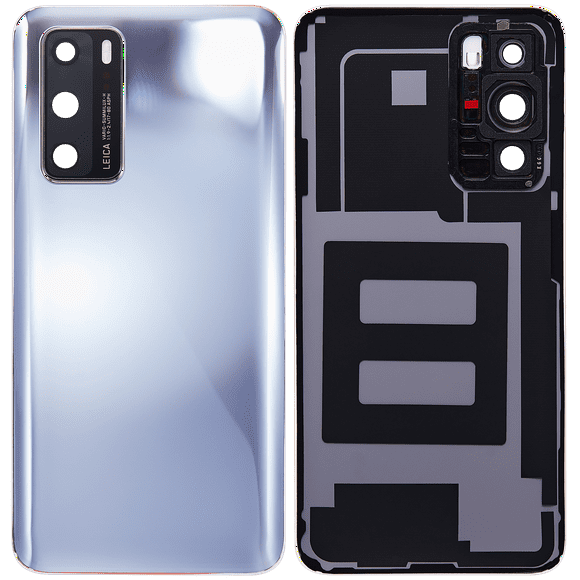 Esource Parts Huawei P40 Back Cover Glass With Camera Lens Replacement Silver Frost