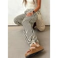 thumbnail image 2 of DOKOTOO Womens Drawstring Striped Pants Loose Elastic Waist Wide Leg Pants Trousers Casual Comfy Lounge Pants Trousers with Pockets, 2 of 7