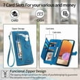 thumbnail image 6 of for Samsung Galaxy A32 5G Case for Women,Cute Wallet Case with Zipper Pocket Purse Flower Embossed PU Leather Card Slots Wrist Strap Flip Folio Protective Phone Cover for Samsung Galaxy A32 5G, Blue, 6 of 7