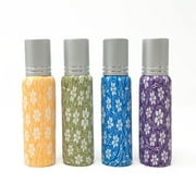 Set of 4 Flora Polymer Glass 10ml Empty Roll-on Bottle for Essential Oil or Perfume by Rivertree Life
