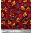 thumbnail image 1 of Soimoi Red Japan Crepe Satin Fabric Artistic Floral Decor Fabric Printed Yard 42 Inch Wide, 1 of 1