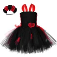 thumbnail image 2 of Vestido de tul con flores rojas y negras para niña, disfraz de novia cadáver para el Día de los Muertos, para fiesta de carnaval y Halloween, 2 of 5