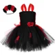 thumbnail image 2 of Vestido de tul con flores rojas y negras para niña, disfraz de novia cadáver para el Día de los Muertos, para fiesta de carnaval y Halloween, 2 of 5