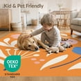 thumbnail image 4 of ODIKA 5'x7' Orange Vibrant Floral and Botanical Washable Area Rug Elegant Daisy Motifs with Modern Artistic Touch for Dining Room, Under Table, Home Office, Non-Slip Chair-Friendly, 4 of 7