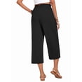 thumbnail image 4 of Women'S Cropped Pants Drawstring Casual with Pockets Loose High Waisted Wide Leg Lounge Pants Black L, 4 of 6