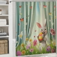 thumbnail image 5 of Orinice Shower Curtain Cartoon Happy Easter Bunny Egg Waterproof Machine Washable Fabric Bathroom Decor Bath Curtains with Hooks  White, 5 of 6