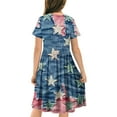 thumbnail image 4 of GERsome Short Sleeve Dress for Girls Crewneck A Line Swing Skater Twirly Party Dresses 4-14 Years, 4 of 5
