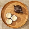 thumbnail image 6 of YSKING Round Wood-Grain Plastic Serving Tray, 8 Inch, 6 of 9