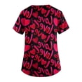 thumbnail image 5 of Delconic Scrub Tops Women Short Sleeve Plus Size V-Neck Fun Printed Scrubs Top Medical Nursing Uniforms with Pockets Hot Pink 3XL, 5 of 5