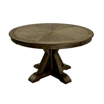 Furniture of America Stanley Pedestal Round Dining Table, Light Oak