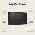 thumbnail image 4 of Dresser for Bedroom, Lofka Black 7  Drawer Dresser for Living Room, 4 of 10