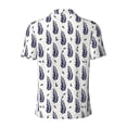 thumbnail image 3 of Vsdgher Blue Leaves Print Men's Short Sleeve Stretch Polo Shirt, Moisture-Wicking Performance Polo Shirt, 3 of 8