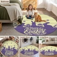 thumbnail image 6 of Happy Easter Rabbits 3ft Area Rug, Spring Daisy Purple Silhouette Wooden Grain Washable Non-Slip Small Round Rugs for Entryway Bedroom Kitchen, Circle Carpet for Dining Room, Playroom Nursery Rug, 6 of 9