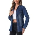 thumbnail image 2 of INSPIRE CHIC Denim Shirt Women Button Down Long Sleeve Pocket Trendy Denim Tops Jean Shirts, 2 of 5