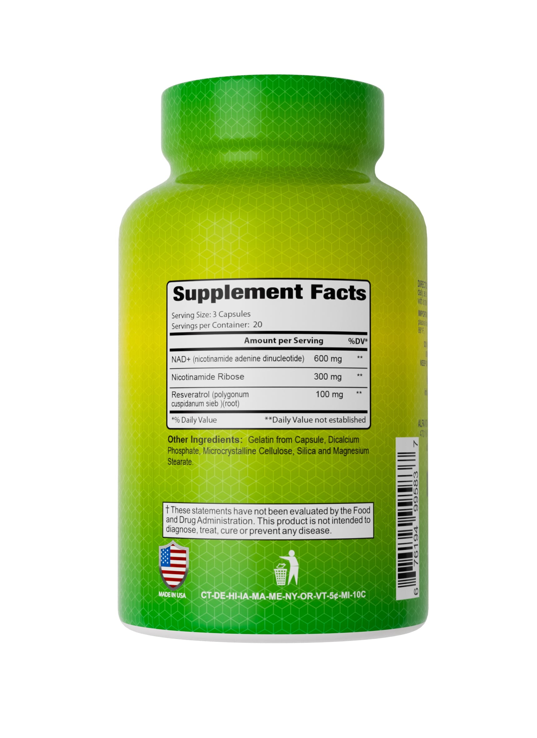 NAD+ Plus Resveratrol 60 Capsules