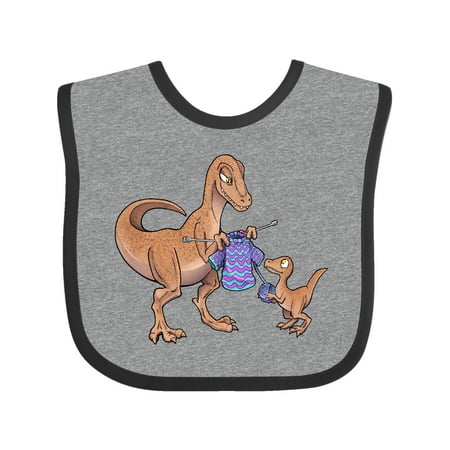 

Inktastic Knitting Dinosaur Mom with Baby Dinosaur Gift Baby Boy or Baby Girl Bib