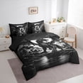 thumbnail image 2 of Metsweet Gothic Dragon Queen Bedding 7pcs, Magical Wildlife Bedding Comforter Set Queen, Black Gray White,Black Reversible, 2 of 6