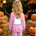 thumbnail image 5 of CAICJ98 Halloween Sweatshirt Toddler Pumpkin Ghost Pullover Kids Crewneck Long Sleeve Shirt Cute Spooky Season Tops Boys Girls Halloween Sweatshirt (Pink,4-5 Years), 5 of 9
